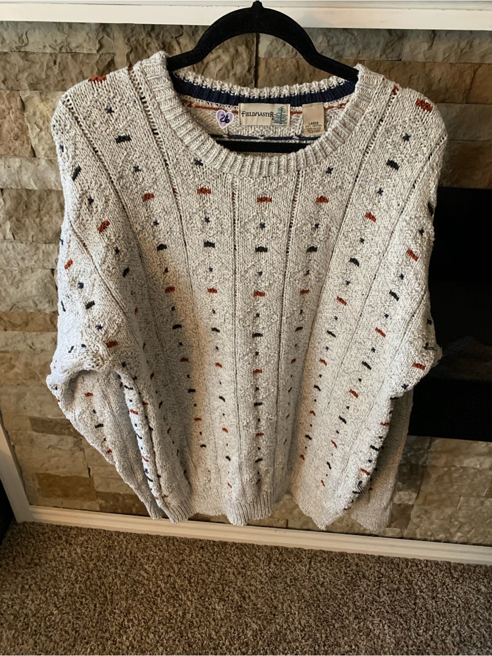 Vintage 80s Field & Stream Men's Cream Speckled Crewneck Sweater